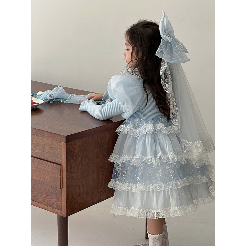 高端女童爱莎公主裙秋冬季冰雪奇缘艾莎毛衣裙儿童爱沙礼服连衣裙,淘宝优惠券,粉丝福利购,淘宝优惠卷