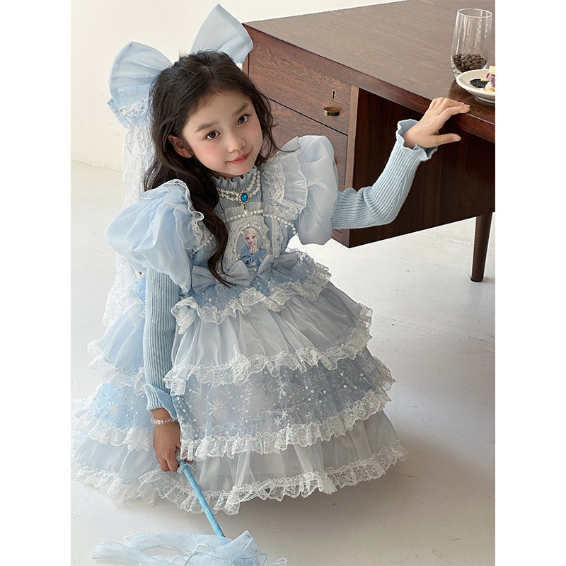 高端女童爱莎公主裙秋冬季冰雪奇缘艾莎毛衣裙儿童爱沙礼服连衣裙,淘宝优惠券,粉丝福利购,淘宝优惠卷