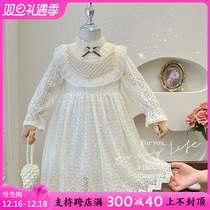 Girls dress for dress and autumn clothing 2023 new middle and child long sleeve skirt little girl foreign air lace long sleeve princess dress