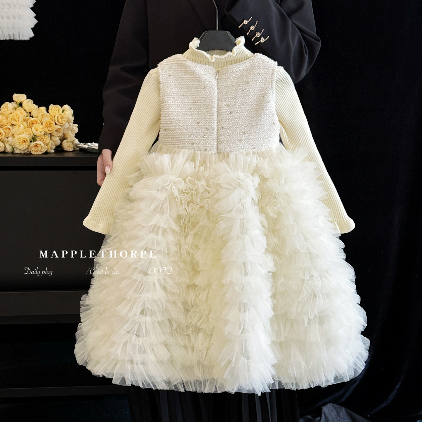 女童绝美连衣裙秋冬款儿童富家千金感公主裙洋气白色小香风礼服裙,淘宝优惠券,粉丝福利购,淘宝优惠卷