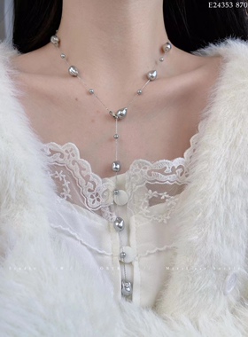 巴洛克满天星珍珠锁骨链女高级感轻奢小众毛衣链性感气质百搭项链
