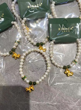 2026新款时尚天然珍珠串珠手串女简约轻奢高级感个性金色小马手链