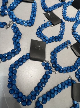 欧美夸张气质孔雀蓝钻石切面项链潮轻奢小众设计高级感锁骨颈链女