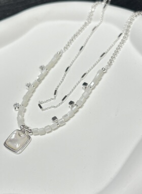 日韩简约天然贝壳猫眼串珠项链精致小众高级轻奢气质百搭锁骨链潮