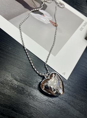 韩国简约ins银色气质百搭立体爱心长款项链时髦高级轻奢网红项链