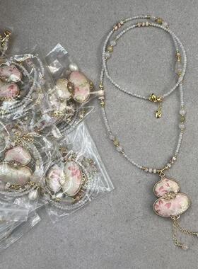 新中式国潮风天然石串珠刺绣葫芦项链高级轻奢百搭简约气质毛衣链