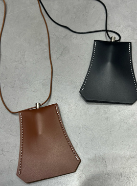 新款头层牛皮项链钥匙包皮绳挂包长款真皮颈链简约百搭时尚流行款