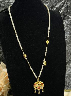 OUMEILA欧美拉古法金如意锁项链