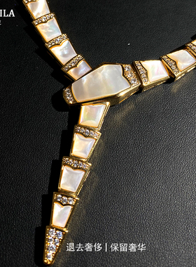 百搭爆款白蛇骨大项链时尚气质小众个性欧美金色法式项链