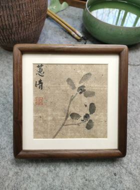 带画带框纯手绘水墨国画小摆台写意画装饰画中式6寸正方形