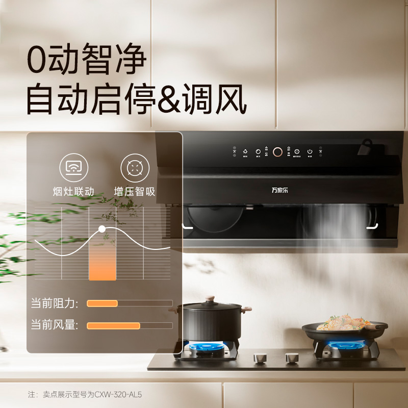 万家乐小飓风AL5/J5R2抽吸油烟机燃气灶家用自清洗侧吸烟灶套装 - 图1