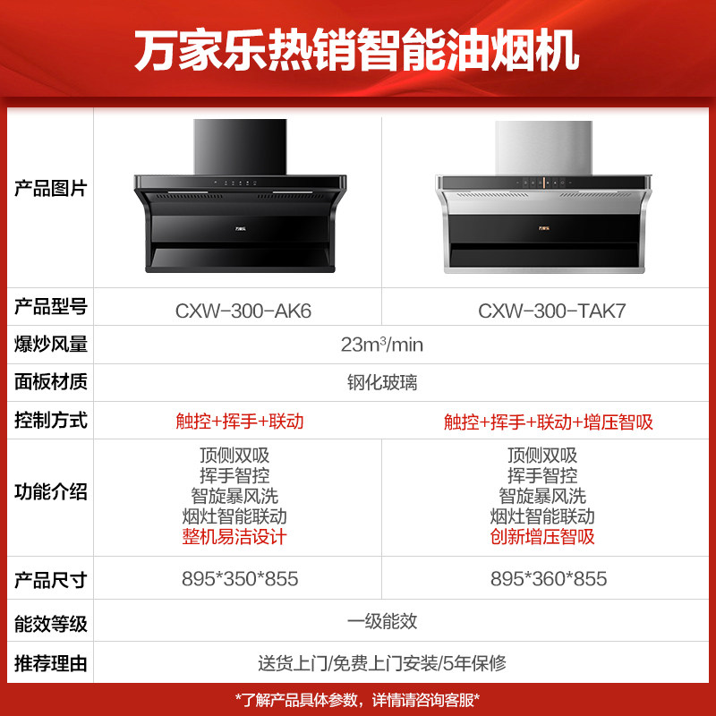 万家乐ak6 / tak7吸家用抽油烟机 万家乐油烟机