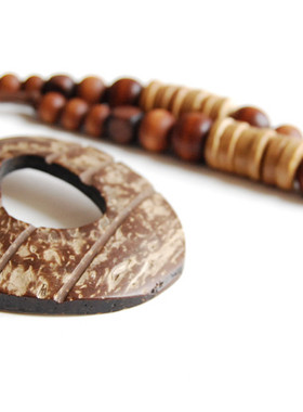 椰壳木珠项链毛衣链文艺范挂饰