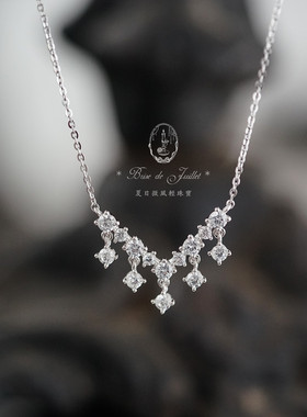 星尘感水滴水晶项链925纯银气质