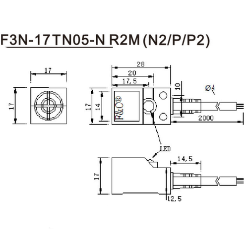 嘉准F&C接近开关F3N-17TN05-N/N2/P/P2 R2M三线NPN常开PNP常闭24V - 图3