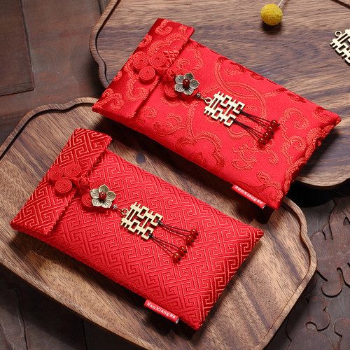 红包袋万元中国风布红包结婚创意大号利是封仪式感订婚拍照刺绣包 - 图0