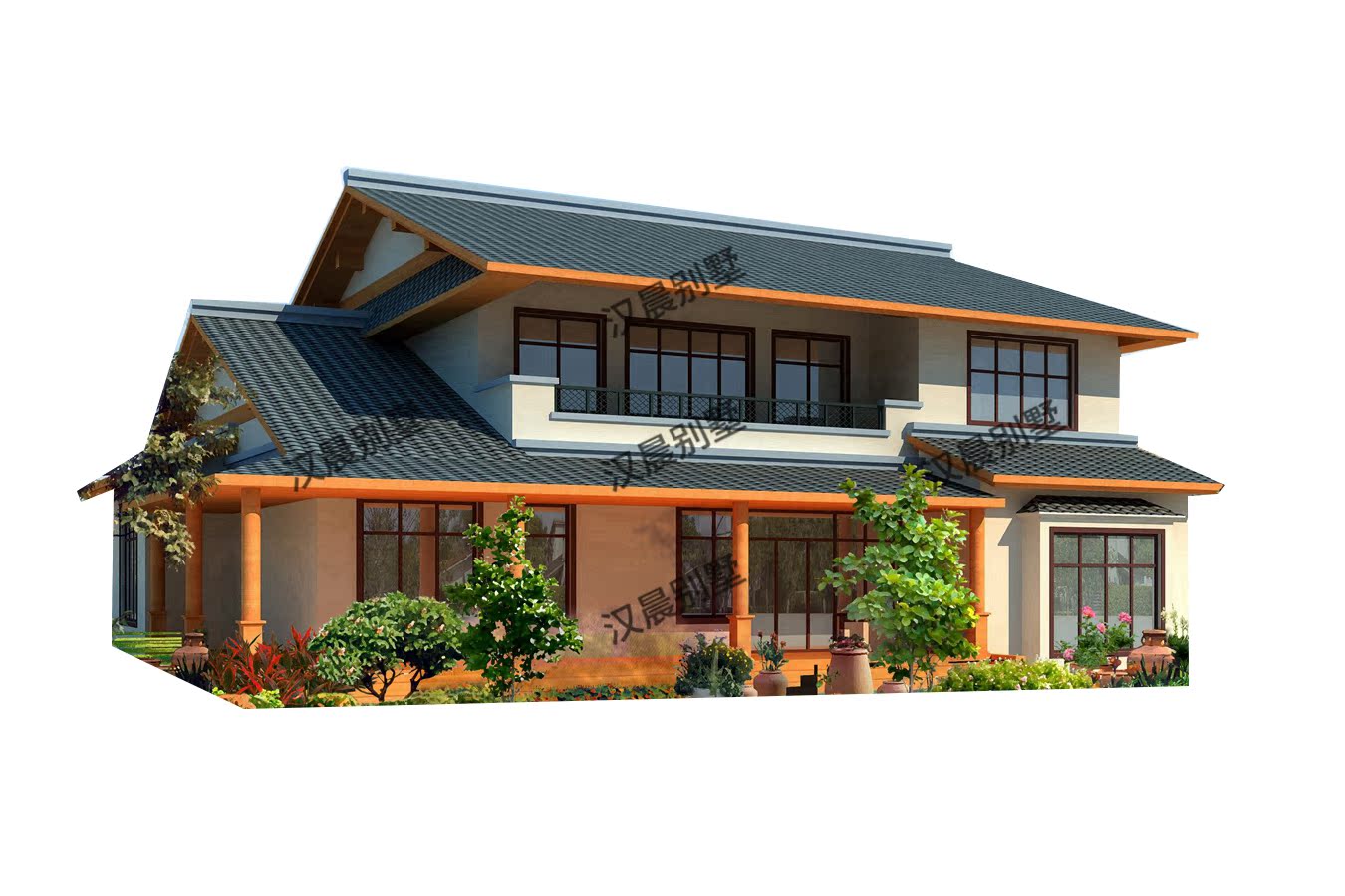 16.6x14.2米日式风格两层别墅设计图纸新款网红二层自建房效果图-图3