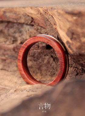 言物明日银镶嵌黑檀戒指送朋友