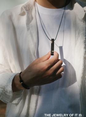 原创黑檀木嵌铜可定制刻字项链