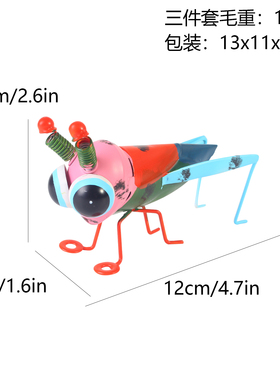 3pcs铁艺仿真蝗虫蚂蚱创意壁饰摆件客厅装饰文创家居饰品花园装饰