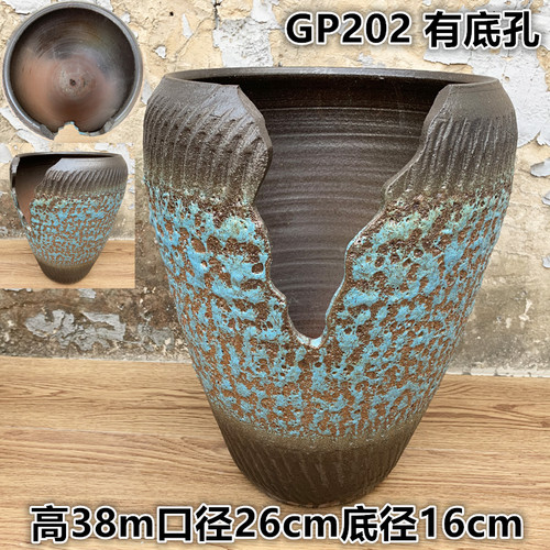 手工陶艺一物一拍粗陶花盆复古陶瓷陶罐创意摆件无孔水培盆土陶盆 - 图1