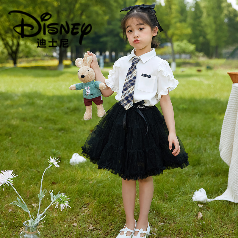 Disney/迪士尼女童jk制服裙子夏季小学生连衣裙儿童装学院风套装 - 图2