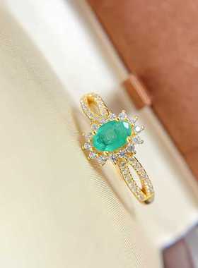 天然多宝活口戒925银镶嵌红宝石祖母绿蓝宝石黄蓝宝围钻椭圆戒指