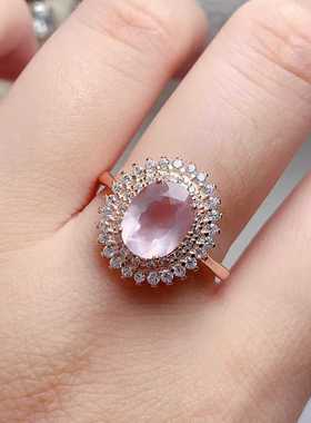 经典款多宝戒指925银镶嵌天然水晶橄榄石蓝托帕双围钻活口食指戒