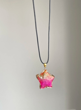 五角星石头项链T恤衫项链小众个性红色