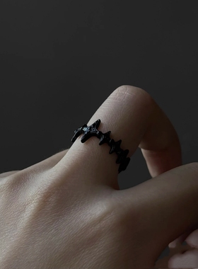 暗黑风朋克摇滚戒指开口戒尾戒黑色荆棘铜