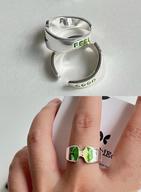 苹果核戒指开口戒青苹果红苹果合金不掉色