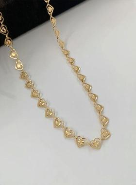 女夏小众高级感镂空复古爱心项链