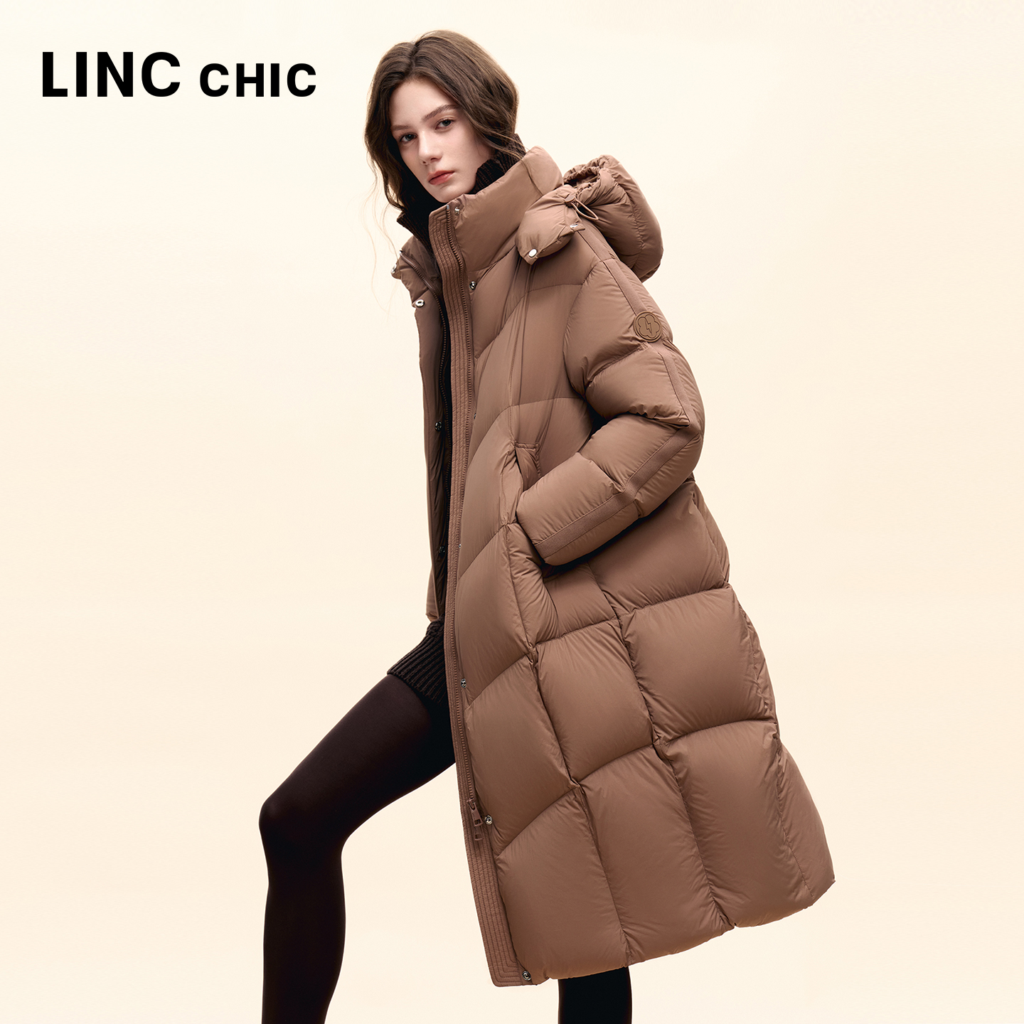 LINCCHIC金羽杰25年冬新款轻量云朵感长款加厚羽绒服女Y25608230 - 图1