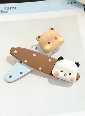 一二布布发夹女侧边卡通奶油波点可爱前额刘海夹头饰甜美鸭嘴夹子