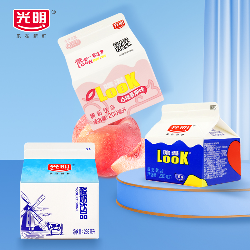 光明酸奶饮品look噜渴原味酸牛奶白桃味益生菌儿童学生早餐奶整箱 - 图2