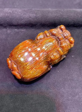 巴西天然铜顺发铜发晶貔貅吊坠75.5克 规格：58/32/22mm