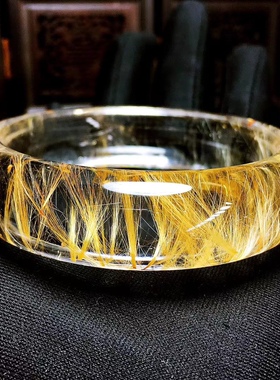 天然顺发晶金发晶手镯（内径56mm）天然发晶花手镯