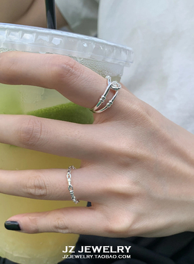JZ纯银冷淡风双层打结开口戒指