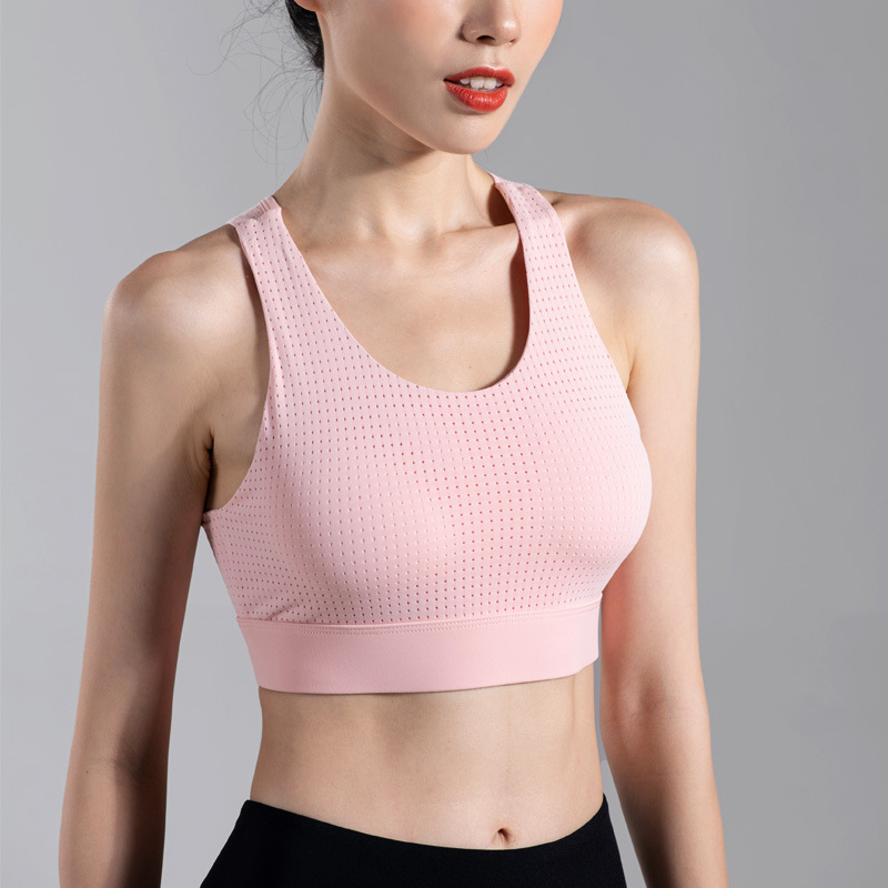 乳胶垫运动内衣女跑步防震背心式聚拢定型一体式瑜伽健身文胸大码-图1