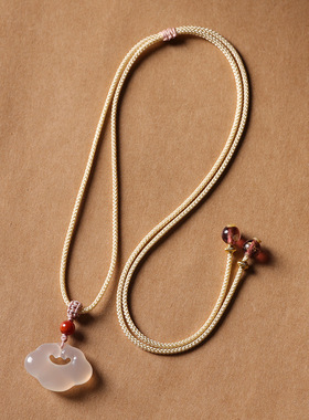 新中式白玉髓如意锁吊坠高冰种吉祥锁项链国风设计款平安锁锁骨链