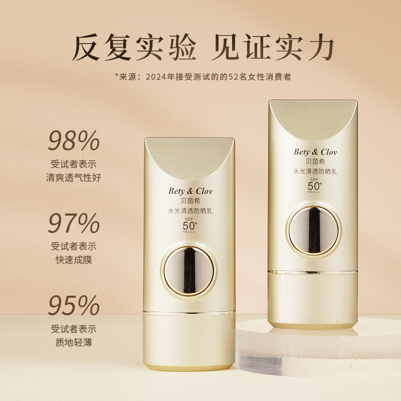 Bety&Clov贝茵希水光清透防晒乳SPF50PA+++轻盈不油腻轻薄控油,淘宝优惠券,粉丝福利购,淘宝优惠卷
