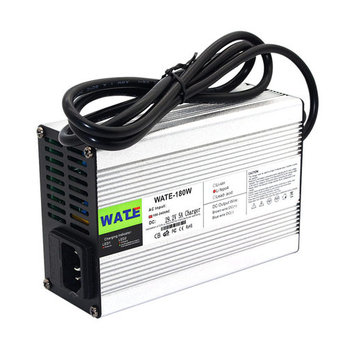 29.4V3A 5A充电器7串 24V锂电池 自动宽电 智能铝合金外壳 带风扇 - 图0