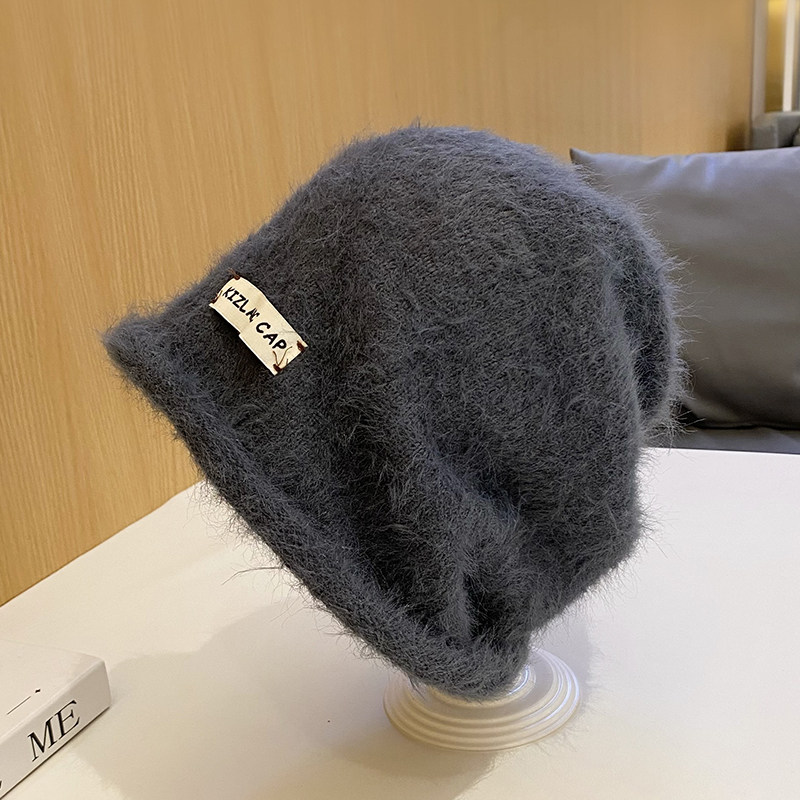 宽松版大头围堆堆帽女款秋冬季针织保暖毛线帽显脸小包头护耳冷帽