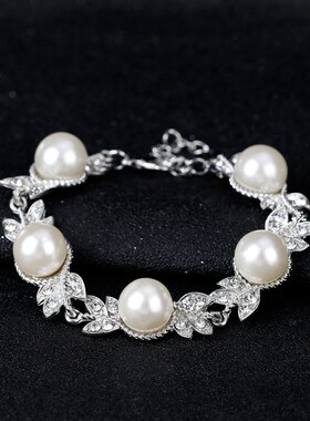 耳环手链婚庆三件套珍珠项链女