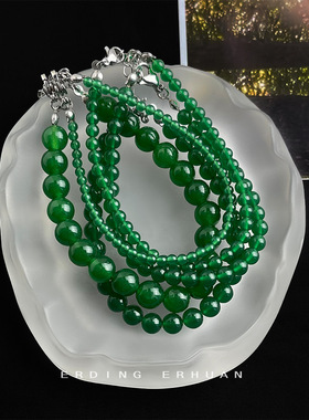 天然石绿玉髓个性新中式国潮气质优雅高感复古手链通勤手饰手串