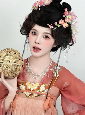 古风汉服软璎珞粉色流苏项链