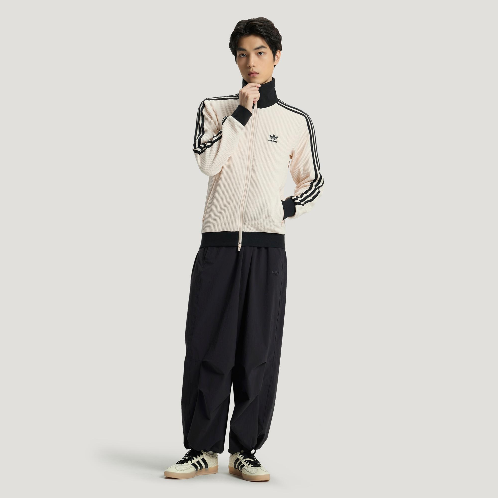 Adidas阿迪达斯三叶草三条纹华夫格复古夹克秋男女外套JW0109,淘宝优惠券,粉丝福利购,淘宝优惠卷
