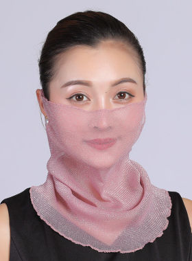 挂耳面纱防晒护颈围巾夏季小围脖套头女时尚假领子丝巾透气薄款