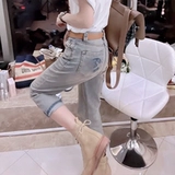 Летние дизайнерские ретро прямые свободные джинсы, штаны