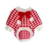 Красный праздничнный милый зимний трикотажный свитер